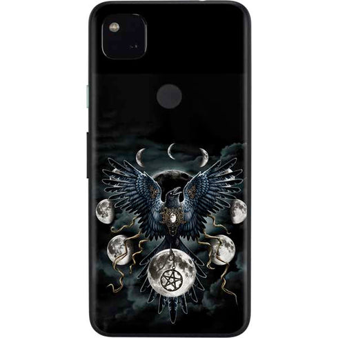 Crow and Moon Phases by Sarah Richter Google Pixel 4a Skin